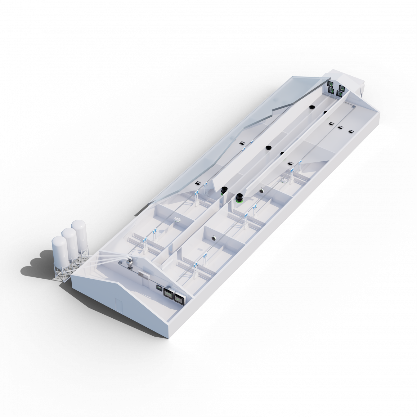 Vleesvarkens in grote afdelingen