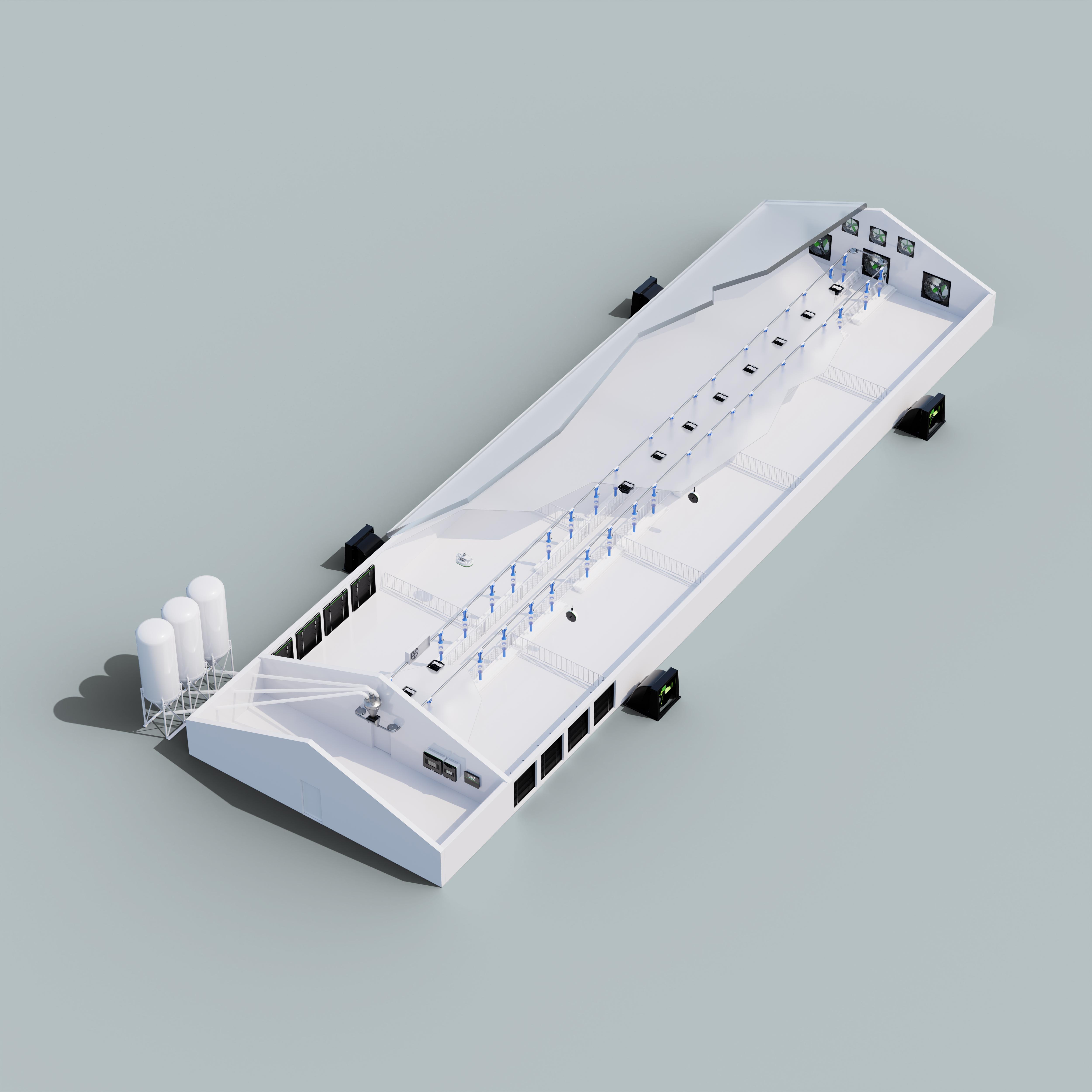 Vleesvarkens in grote afdelingen